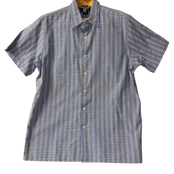 Lands' End Other - Lands End Men's L Short Sleeve Button Down Blue Plaid Shirt Seersucker Preppy